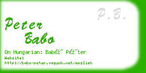 peter babo business card